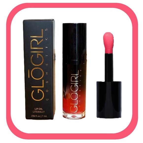 Glogirl Cosmetics Rose Infused Vegan Lip Oil Color Pink Shade Literally Full Siz - Picture 2 of 8